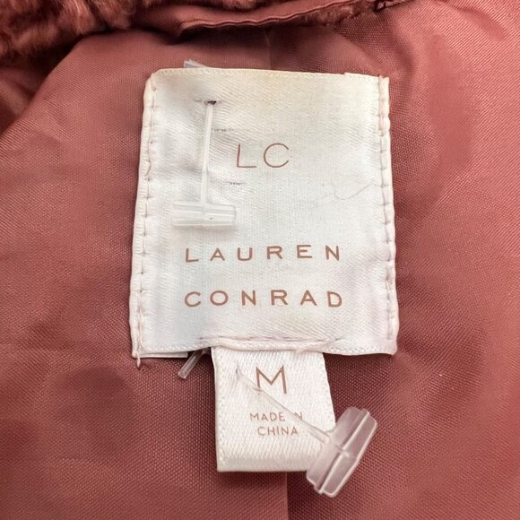 LC Lauren Conrad Shabby Teddy Pea Coat Rose Double Breasted Size Medium - Picture 7 of 9